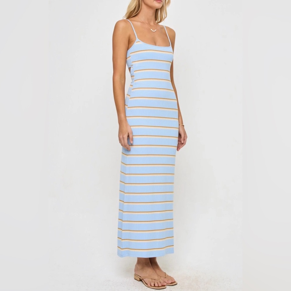 L*Space Jordana Blue Striped Ribbed Maxi Dress